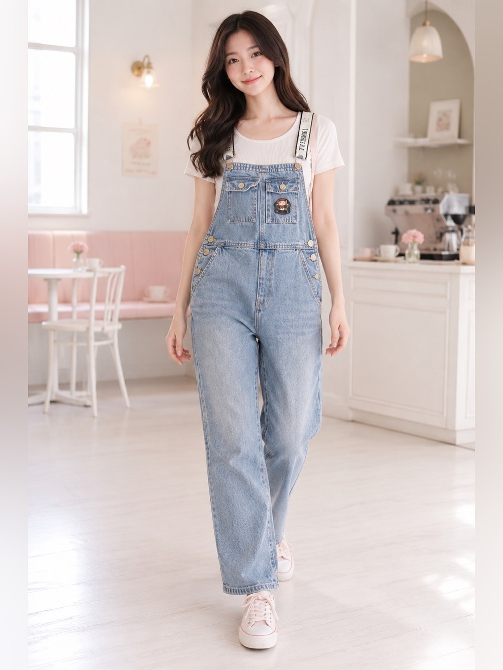 Teenie Weenie Bear Denim Overalls Blue Korean Kawaii Y2K S